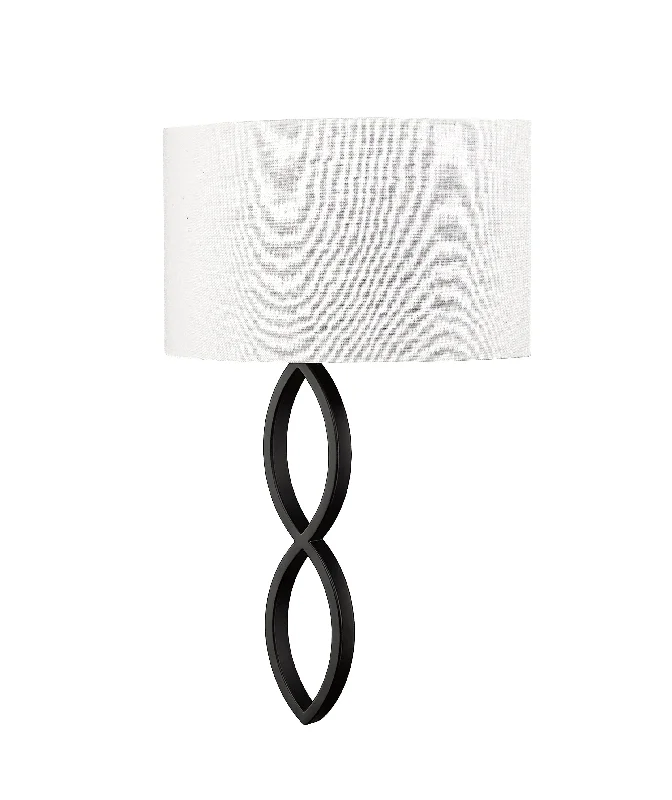 Industrial Lighting with High CRI (Color Rendering Index) for True Color PerceptionRylee Wall Sconce - Matte Black - White Linen Shade - 6.37in. Extension - E26 Medium Base Industrial Lighting with High CRI (Color Rendering Index) for True Color PerceptionRylee Wall Sconce - Matte Black - White Linen Shade - 6.37in. Extension - E26 Medium Base