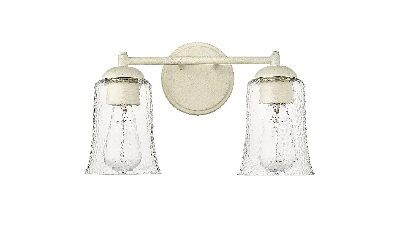 Industrial Lighting for Pharmaceutical Manufacturing2 Lamps Abilene Vanity Light - Cottage White - Clear Chiseled Glass - 15in. Wide