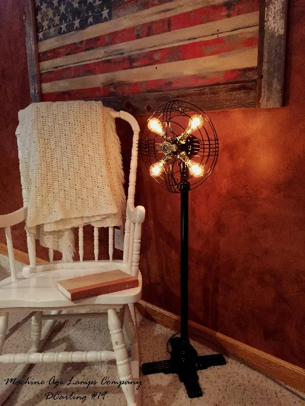 Dimmable Industrial Lighting for Ambiance ControlSteampunk Vintage Art Deco GE Floor Fan Lamp Light , # DC19