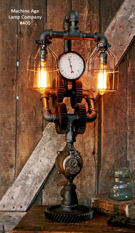 Industrial Wall - Mounted Lighting for Workshop WallsSteampunk Industrial Lamp, Steam Gauge & Gear #400 Industrial Wall - Mounted Lighting for Workshop WallsSteampunk Industrial Lamp, Steam Gauge & Gear #400