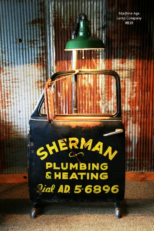 Industrial Lighting for Electronics ManufacturingSteampunk Industrial Floor Lamp, Gas Station Service Truck Door, #889 - SOLD