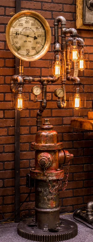 Industrial Ceiling - Mounted Lighting for Assembly PlantsSteampunk Industrial Fire Hydrant, Steam Gauge Floor Lamp #611 - SOLD