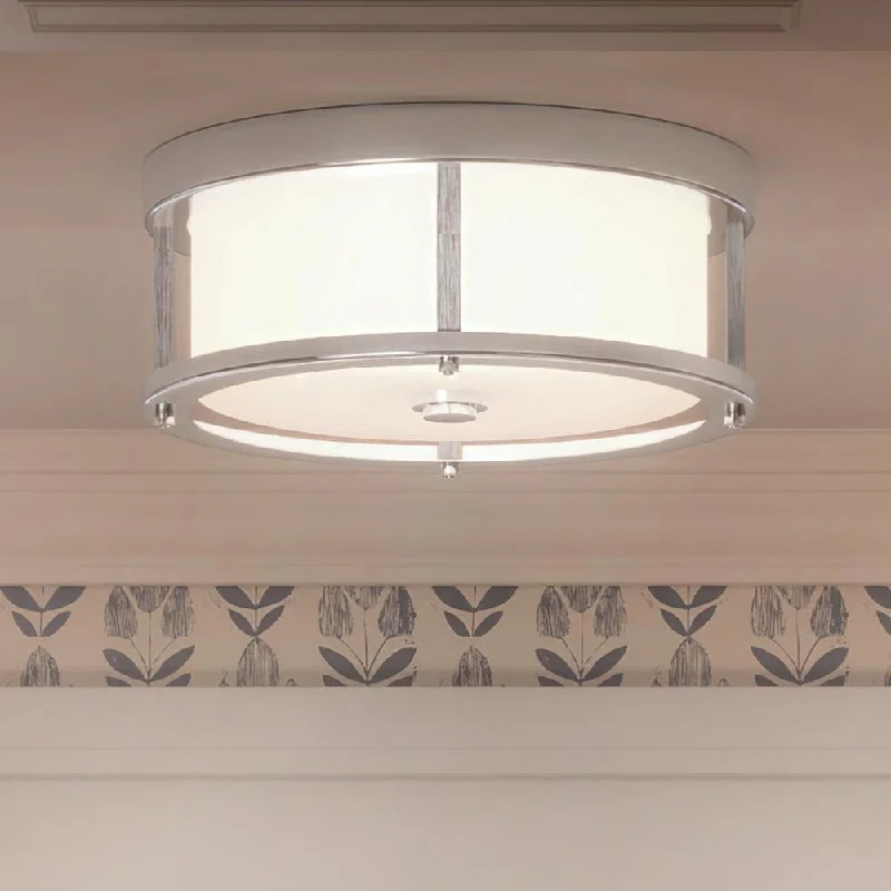 Industrial Lighting for Metal Fabrication ShopsUHP3210 Contemporary Ceiling Light, 5.25"H x 13"W, Brushed Nickel Finish, Evanston Collection