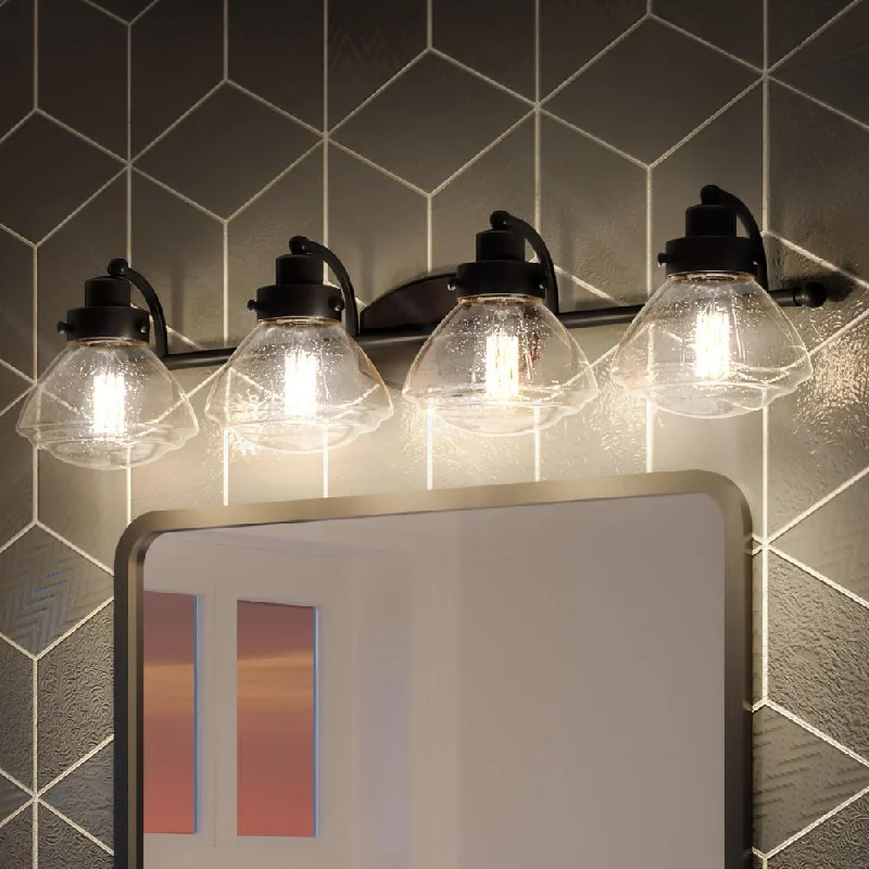 Waterproof Industrial Lighting for Wet AreasUQL2653 Colonial Bath Vanity Light, 8"H x 33.75"W, Parisian Bronze Finish, Brookline Collection