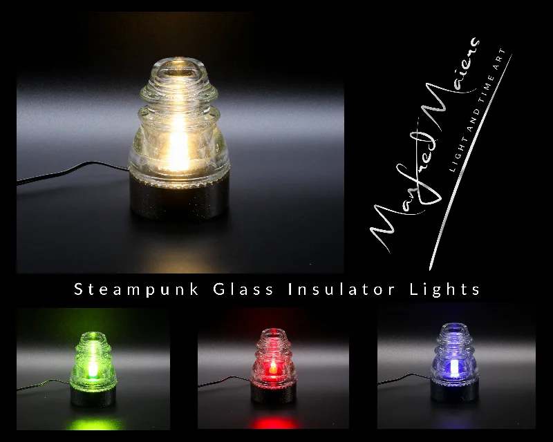 Industrial Ceiling - Mounted Lighting for Assembly PlantsClear Hemingray-42 Insulator Lamp, Industrial Lighting, Man Cave Deco, Neo Victorian Lamp design, Cyberpunk Lamp