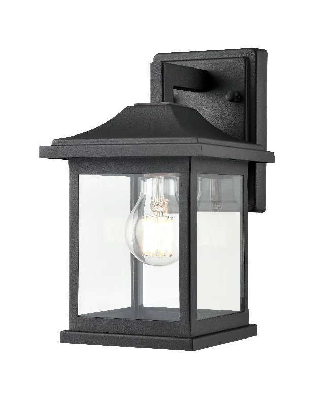 Adjustable Industrial Lighting for Flexible IlluminationOutdoor Wall Sconce - Textured Black - Clear Glass - 7in. Extension - E26 Medium Base Adjustable Industrial Lighting for Flexible IlluminationOutdoor Wall Sconce - Textured Black - Clear Glass - 7in. Extension - E26 Medium Base