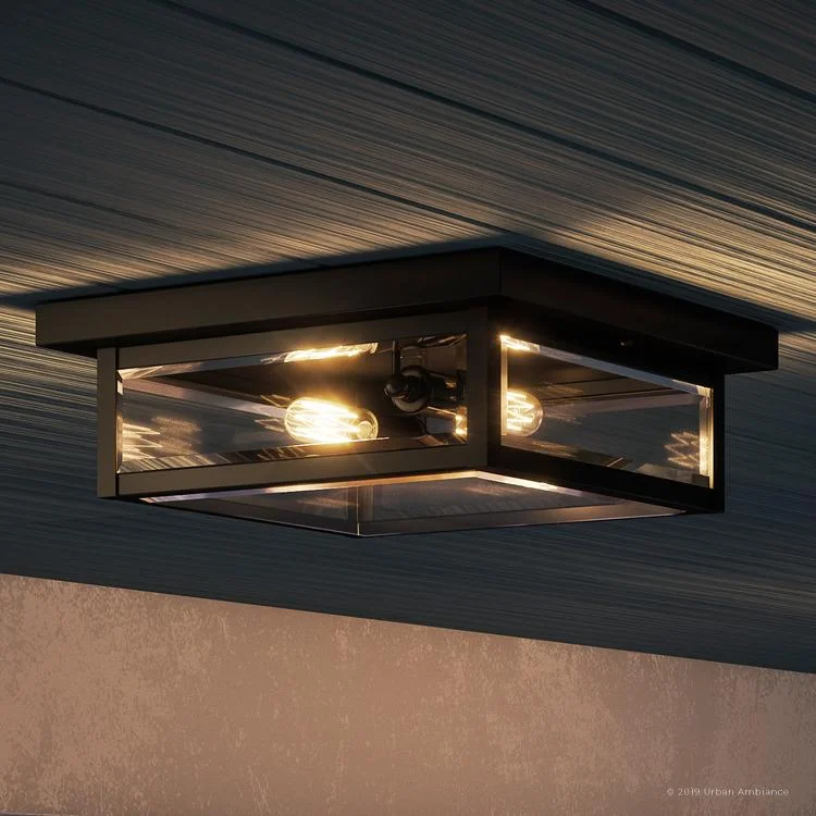Industrial Area Lighting for Large Open SpacesUQL1335 Farmhouse Outdoor Ceiling Light, 4"H x 12"W, Black Finish, Quincy Collection Industrial Area Lighting for Large Open SpacesUQL1335 Farmhouse Outdoor Ceiling Light, 4"H x 12"W, Black Finish, Quincy Collection