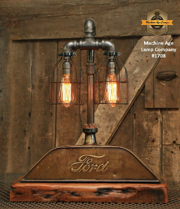 Waterproof Industrial Lighting for Wet AreasSteampounk Industrial / Antique Ford Model "T" Radiator Top / Barn Wood / Lamp #1708 sold