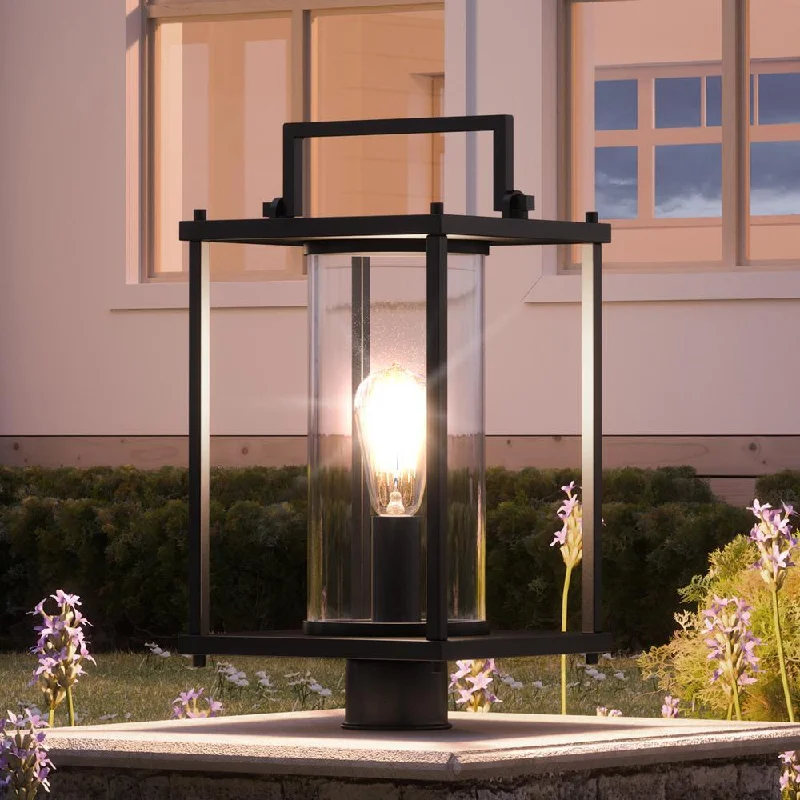 Industrial Lighting for Furniture FactoriesUQL1520 Mid-Century Modern Outdoor Post/Pier Light, 17.5"H x 9.25"W, Matte Black Finish, Alhambra Collection
