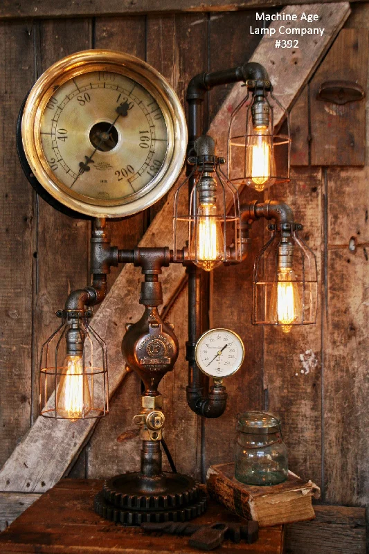 Waterproof Industrial Lighting for Wet AreasSteampunk Industrial Lamp, Huge 12" Steam Gauge #392 - SOLD Waterproof Industrial Lighting for Wet AreasSteampunk Industrial Lamp, Huge 12" Steam Gauge #392 - SOLD