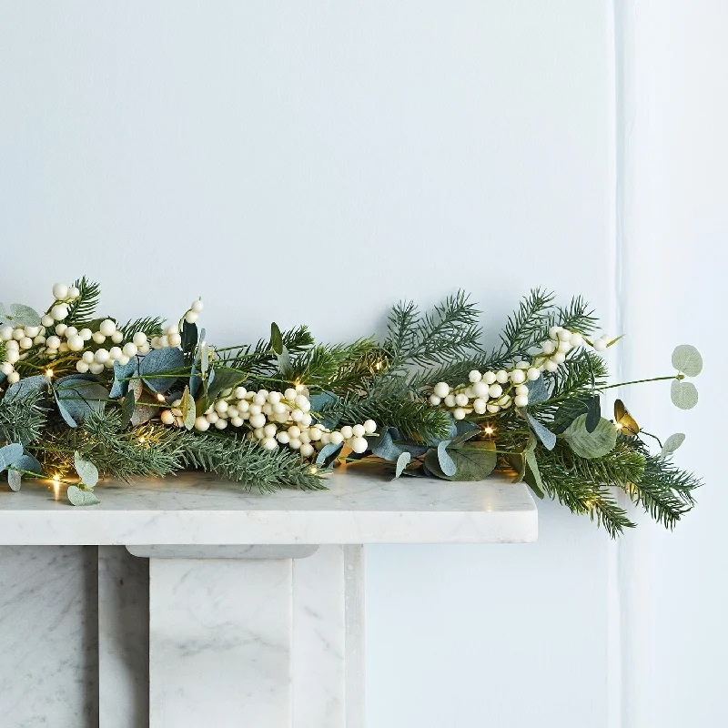 Twinkling String Lights for a Magical Atmosphere2m Eucalyptus & White Berry Christmas Garland Micro Light Bundle Twinkling String Lights for a Magical Atmosphere2m Eucalyptus & White Berry Christmas Garland Micro Light Bundle