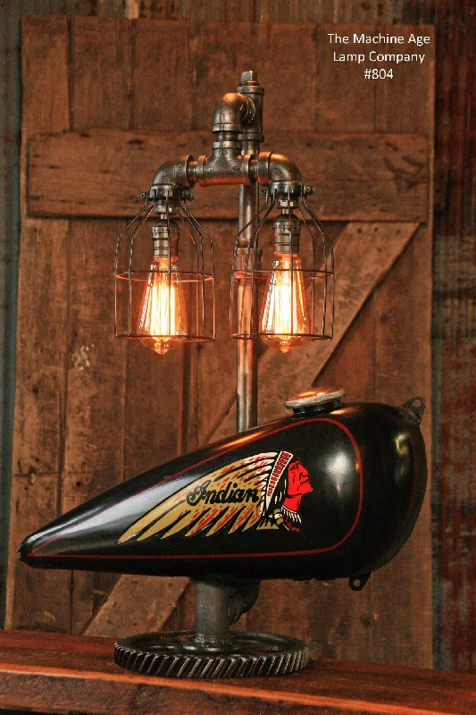 Industrial Lighting for Metal Fabrication ShopsSteampunk Tank Lamp Vintage c1930 Indian Chief Motorcycle Gas Tank - #804 sold Industrial Lighting for Metal Fabrication ShopsSteampunk Tank Lamp Vintage c1930 Indian Chief Motorcycle Gas Tank - #804 sold