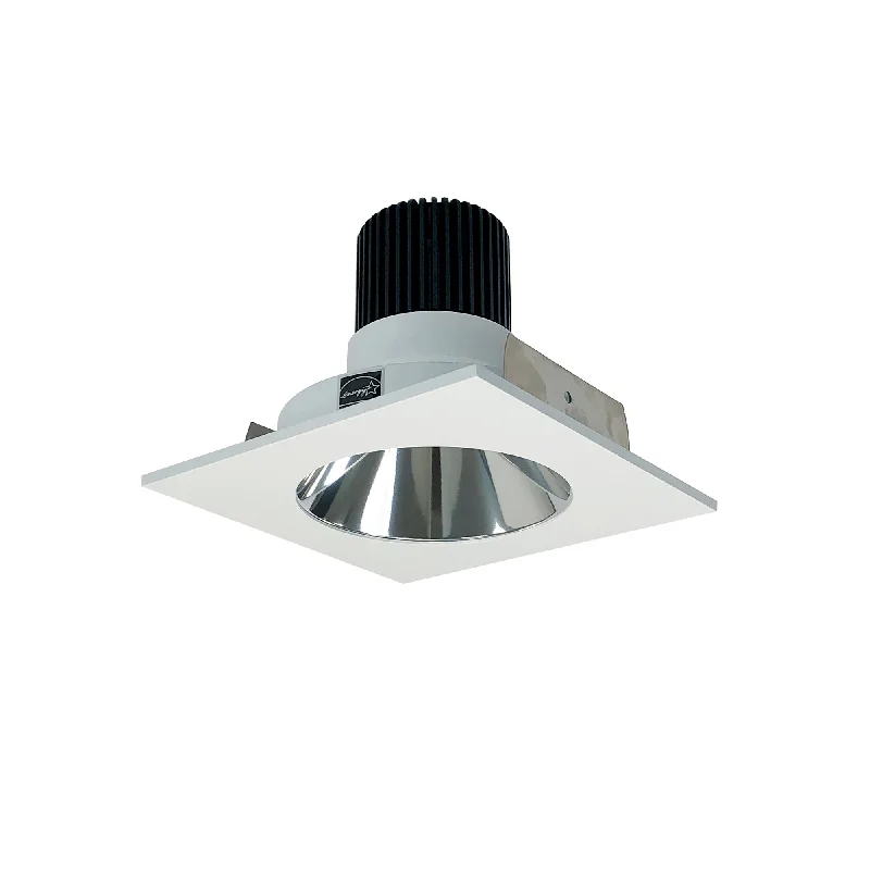 String Lights for Hotel Courtyard LightingNora Lighting NIO-4SNDC27XCMPW/10 4" Iolite LED Square Reflector With Round Aperture, 1000lm / 14W, 2700K - Specular Clear Reflector / Matte Powder White Flange
