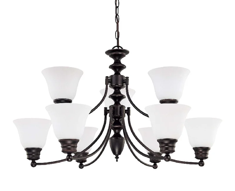 Nuvo Lighting 60-3361 Empire Collection Nine Light Energy Star Efficient GU24 Hanging Chandelier in Mahogany Bronze Finish Nuvo Lighting 60-3361 Empire Collection Nine Light Energy Star Efficient GU24 Hanging Chandelier in Mahogany Bronze Finish