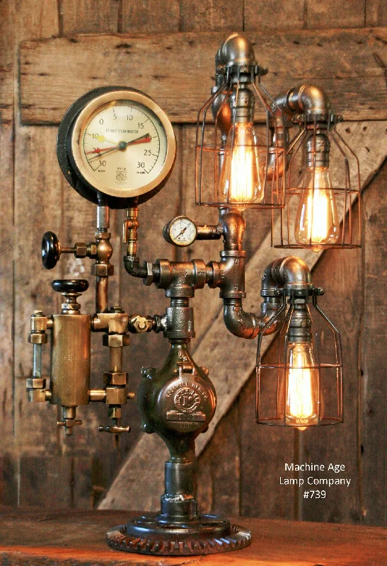 Industrial Lighting for Metal Fabrication ShopsSteampunk, Industrial, Antique Railroad Gauge Lamp and Oiler #739 Industrial Lighting for Metal Fabrication ShopsSteampunk, Industrial, Antique Railroad Gauge Lamp and Oiler #739