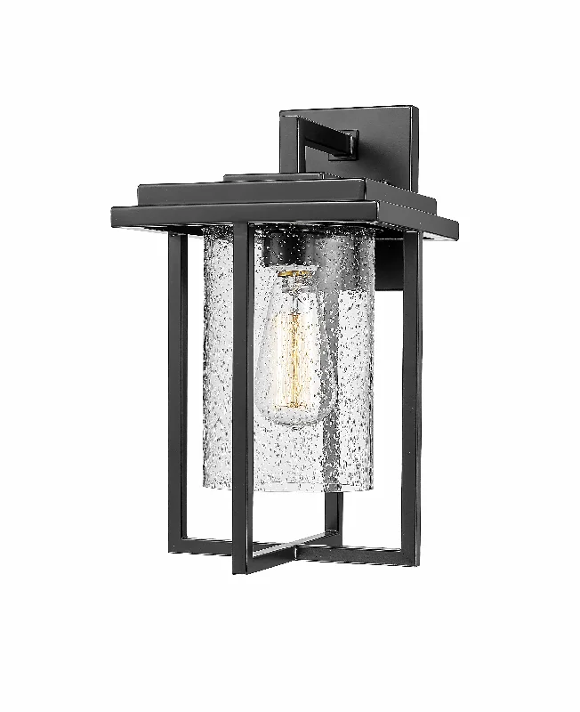 Dimmable Industrial Lighting for Ambiance ControlAdair Outdoor Wall Sconce - Powder Coated Black - Clear Seeded Glass - 9.375in. Extension - E26 Medium Base