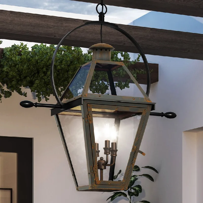 Industrial Lighting for Chemical PlantsUQL1378 Historic Outdoor Pendant Light, 23.5"H x 21.25"W, Bygone Bronze Finish, Paris Collection