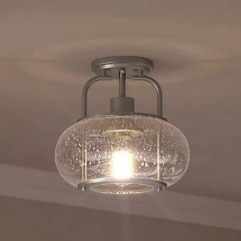 Dust - Resistant Industrial Lighting for Dirty WorkspacesUQL3270 Utilitarian Ceiling Light, 9.28"H x 10"W, Brushed Nickel Finish, Clearwater Collection