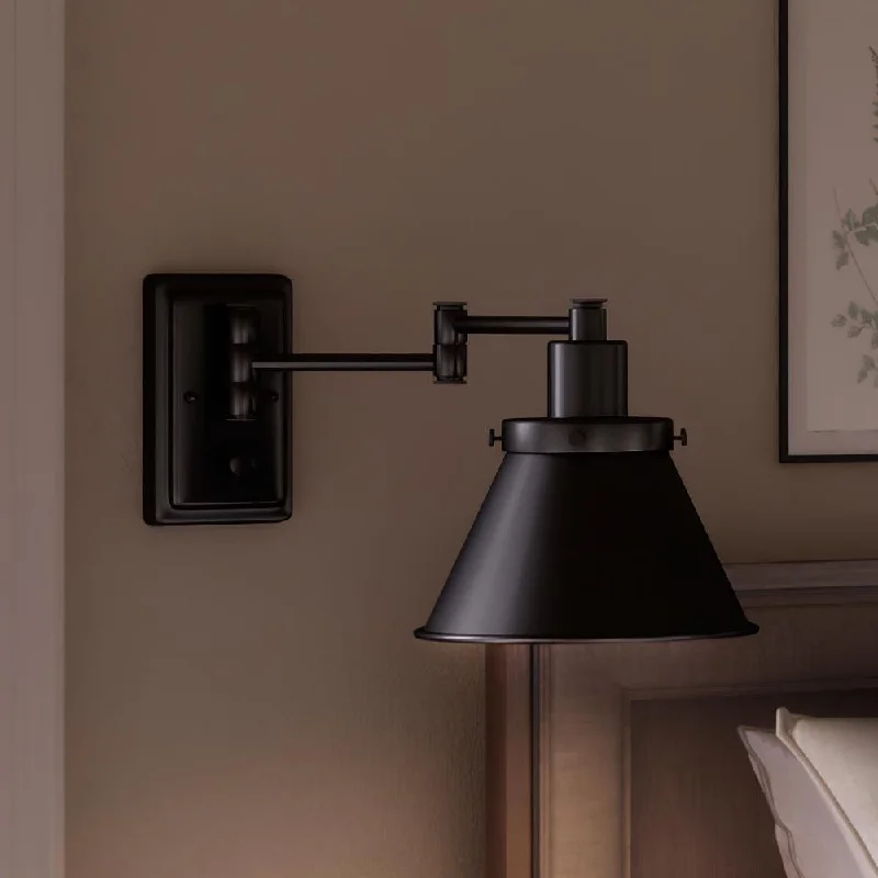 Industrial Wall - Mounted Lighting for Workshop WallsUHP3311 Traditional Wall Light, 9.625"H x 8.25"W, Midnight Black Finish, Pawtucket Collection