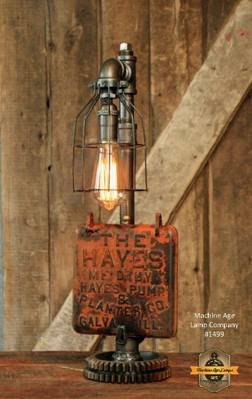 Durable Industrial Lighting for Harsh EnvironmentsSteampunk Industrial Farm / Hayes Pump Planter Cover Lamp / Ill / Lamp #1499 - SOLD