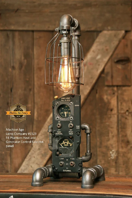 Industrial Pendant Lighting for Machine ShopsSteampunk Industrial / F4 Phantom / Aviation / Airplane Instrument Panel / Lamp #1523 sold