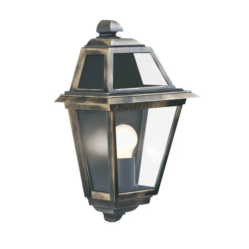 fabric wall lamps with a linen shade for a relaxed and breathable atmosphereNew Orleans Outdoor Flush Wall Light IP44 - Black Gold
