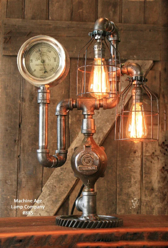 Industrial Pendant Lighting for Machine ShopsSteampunk Industrial Steam Gauge Lamp #885 -  SOLD