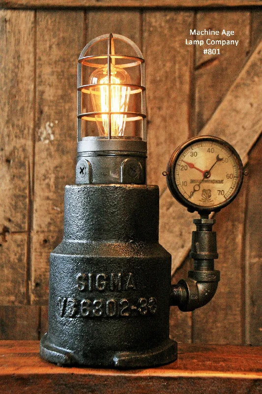 Industrial Wall - Mounted Lighting for Workshop WallsSteampunk Industrial Light House Lamp, Steam Gauge - #801 - SOLD