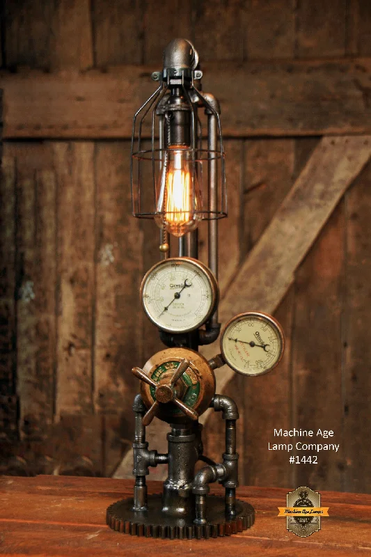 Industrial Lighting for Automotive Manufacturing PlantsSteampunk Industrial Steam Gauge Lamp, Vintage Brass #1442 - Sold Industrial Lighting for Automotive Manufacturing PlantsSteampunk Industrial Steam Gauge Lamp, Vintage Brass #1442 - Sold