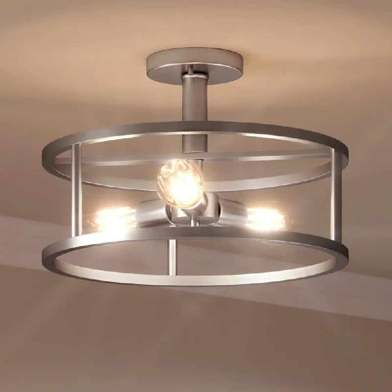 Industrial Lighting with High CRI (Color Rendering Index) for True Color PerceptionUQL3170 Scandinavian Ceiling Light, 10.5"H x 15"W, Brushed Nickel Finish, Arvada Collection
