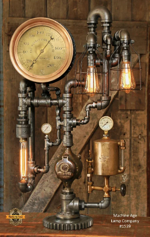 Low - Bay Industrial Lighting Fixtures for Small FactoriesSteampunk Industrial / Steam Gauge / Antique Oiler / Iowa / Murray Iron Works / Lamp #1539 sold