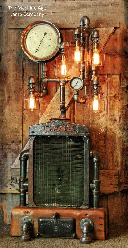 Industrial Exit Sign Lighting for Quick EvacuationSteampunk Industrial , Antique Case Radiator Floor Lamp Farm - #627 Industrial Exit Sign Lighting for Quick EvacuationSteampunk Industrial , Antique Case Radiator Floor Lamp Farm - #627