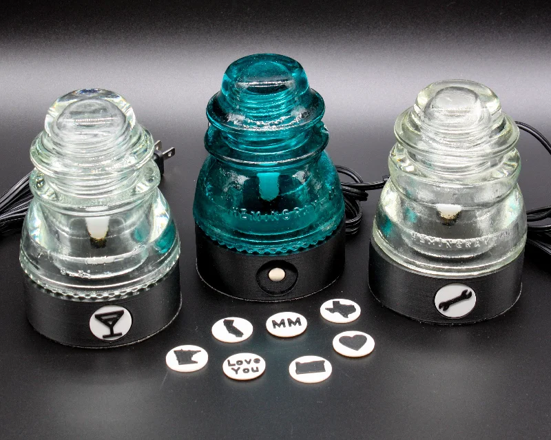 Industrial Task Lighting for Precision WorkstationsLamp Base Kit with icon inserts for "Hemingray-40, -42, -45" Glass Insulators