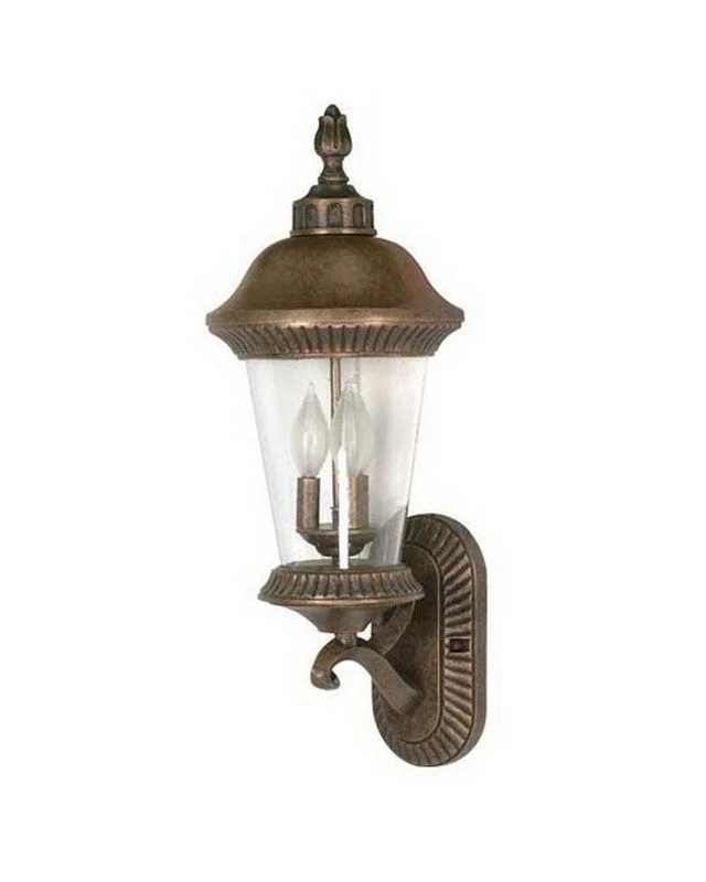 Nuvo Lighting 60-965 Clarion Collection Three Light Exterior Outdoor Wall Lantern in Platinum Gold Finish