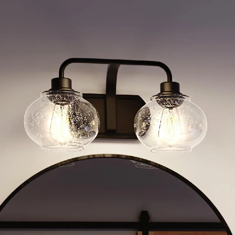 Industrial Ceiling - Mounted Lighting for Assembly PlantsUQL3402 Utilitarian Bath Vanity Light, 8.25"H x 17.5"W, Dark Bronze Finish, Clearwater Collection