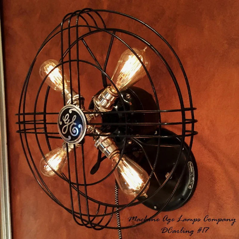 Durable Industrial Lighting for Harsh EnvironmentsSteampunk 1940’s General Electric wall Fan Lamp Wall Sconce Light , # DC17