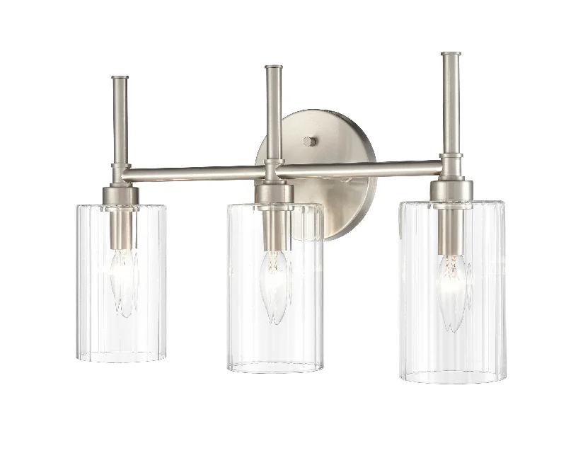 Industrial Exit Sign Lighting for Quick Evacuation3 Lamps Chastine Vanity Light - Brushed Nickel - Clear Beveled Glass - 19in. Wide Industrial Exit Sign Lighting for Quick Evacuation3 Lamps Chastine Vanity Light - Brushed Nickel - Clear Beveled Glass - 19in. Wide