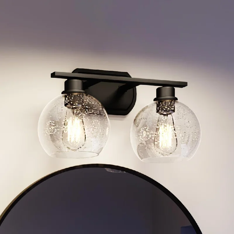 Adjustable Industrial Lighting for Flexible IlluminationUQL3455 Utilitarian Bath Vanity Light, 8.5"H x 16.5"W, Matte Black Finish, Waterbury Collection