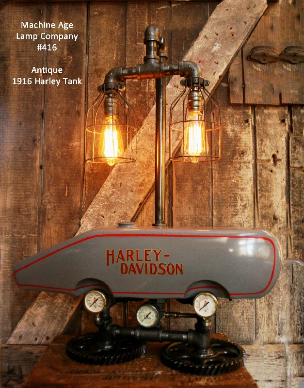 Low - Bay Industrial Lighting Fixtures for Small FactoriesSteampunk Industrial Lamp, 1916 Antique Harley Davidson Motorcycle Gas Tank Light - Lamp #416 Low - Bay Industrial Lighting Fixtures for Small FactoriesSteampunk Industrial Lamp, 1916 Antique Harley Davidson Motorcycle Gas Tank Light - Lamp #416