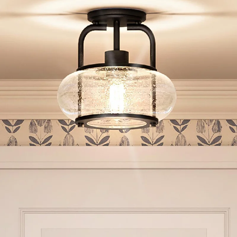 Industrial Lighting for Pharmaceutical ManufacturingUQL3271 Utilitarian Ceiling Light, 9.28"H x 10"W, Dark Bronze Finish, Clearwater Collection
