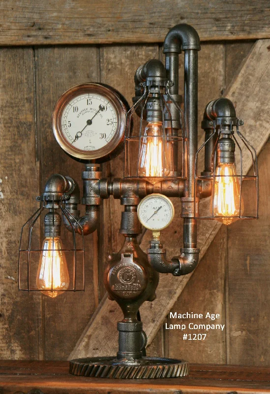 Low - Bay Industrial Lighting Fixtures for Small FactoriesSteampunk Industrial Lamp / Steam Gauge /  Kewanee IL #1207 sold
