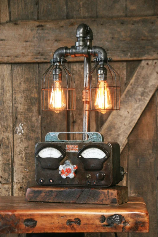 Industrial Lighting for Textile MillsSteampunk Industrial Volt Meter Lamp, Sun - #1078