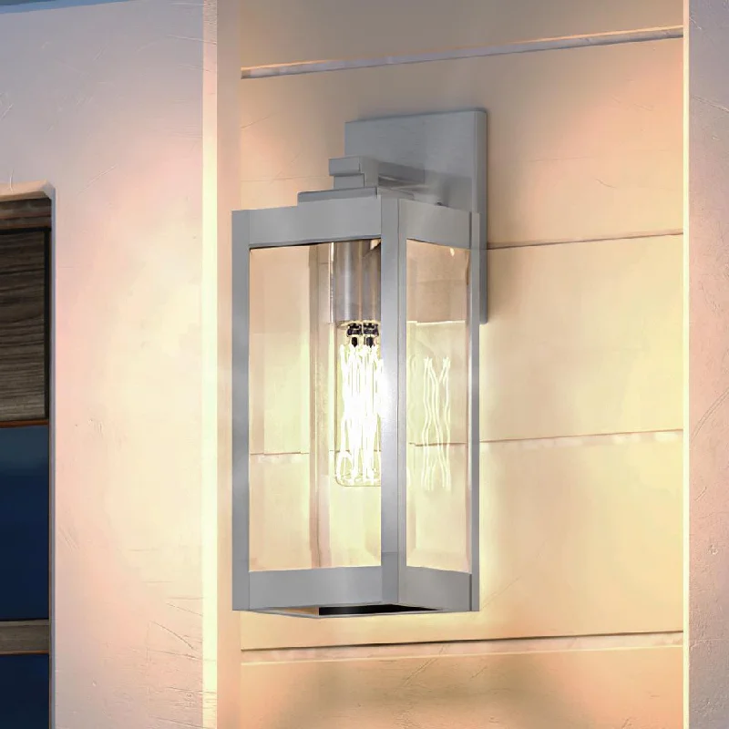 Industrial Lighting for Chemical PlantsUQL1360 Modern Farmhouse Outdoor Wall Light, 14.25"H x 5"W, Stainless Steel Finish, Quincy Collection