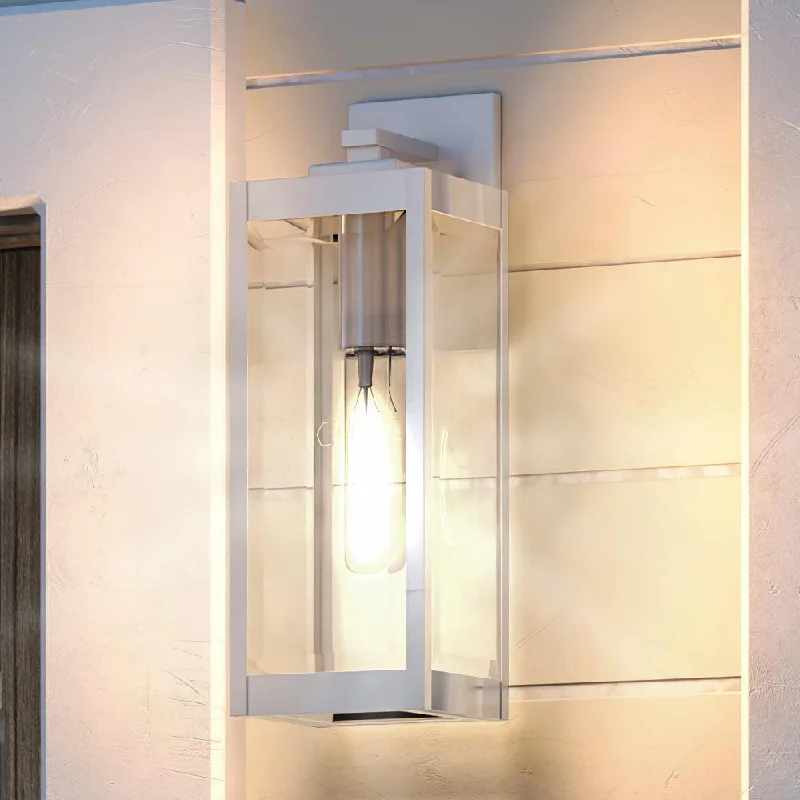 Industrial Pendant Lighting for Machine ShopsUQL1361 Modern Farmhouse Outdoor Wall Light, 17"H x 6"W, Stainless Steel Finish, Quincy Collection