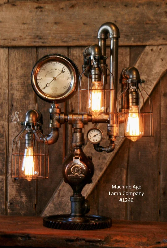 Industrial Lighting with High CRI (Color Rendering Index) for True Color PerceptionSteampunk Industrial Lamp / Antique Steam Gauge / Philadelphia / Gear / #1246 - SOLD