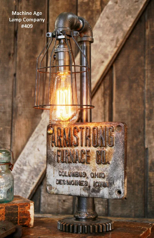 Industrial Wall - Mounted Lighting for Workshop WallsSteampunk Industrial Lamp, Steam, Iron Builder Plate #409 - SOLD Industrial Wall - Mounted Lighting for Workshop WallsSteampunk Industrial Lamp, Steam, Iron Builder Plate #409 - SOLD