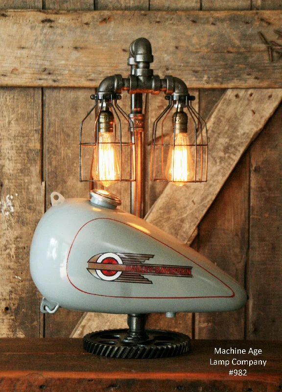 Dust - Resistant Industrial Lighting for Dirty WorkspacesSteampunk Industrial, Motorcycle Harley Davidson Gas Tank Lamp (Left)  #982 - SOLD