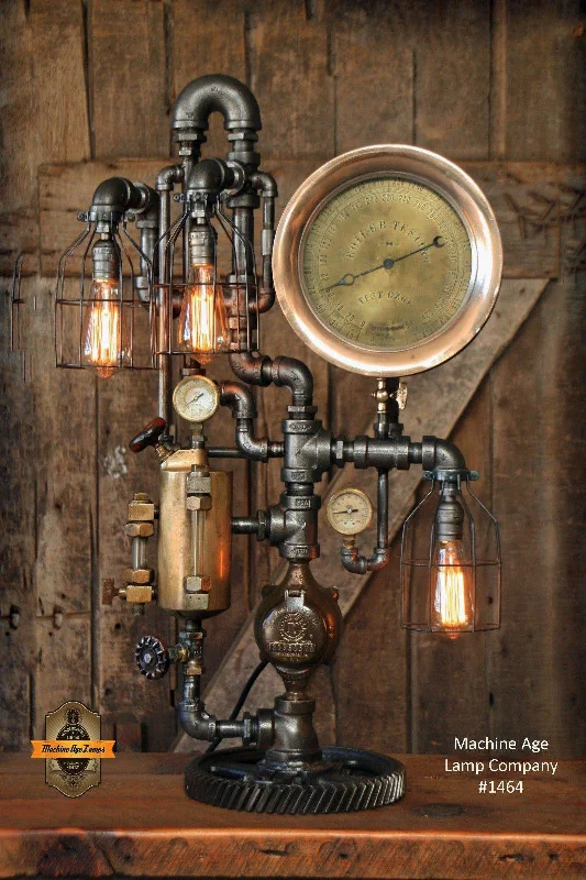 Industrial Lighting for Pharmaceutical ManufacturingSteampunk Industrial Lamp / Antique Oiler and Steam Gauge - #1464 sold Industrial Lighting for Pharmaceutical ManufacturingSteampunk Industrial Lamp / Antique Oiler and Steam Gauge - #1464 sold