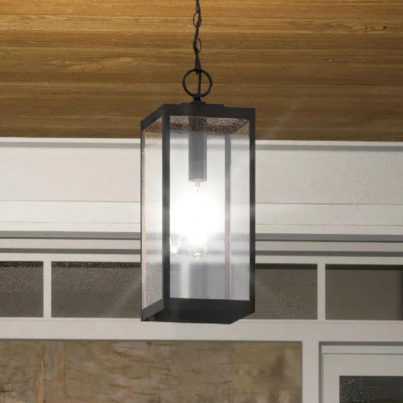 Adjustable Industrial Lighting for Flexible IlluminationUQL1354 Modern Farmhouse Outdoor Pendant Light, 20.75"H x 7"W, Estate Bronze Finish, Quincy Collection