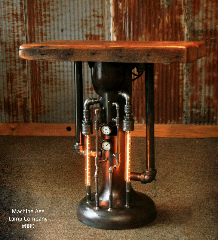 Energy - Efficient Industrial Lighting for Cost - SavingsSteampunk Industrial Pipe Steam Gauge Lamp Stand Table - #880